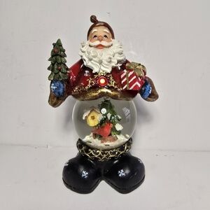 Santa With Snow Globe Belly Cardinal Birdhouse Christmas 8 Inches